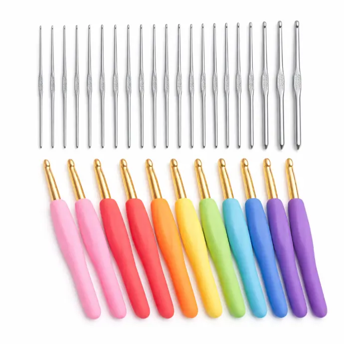  BEGINNER CROCHET HOOK SET 16 STEEL + 8 ALUMINIUM